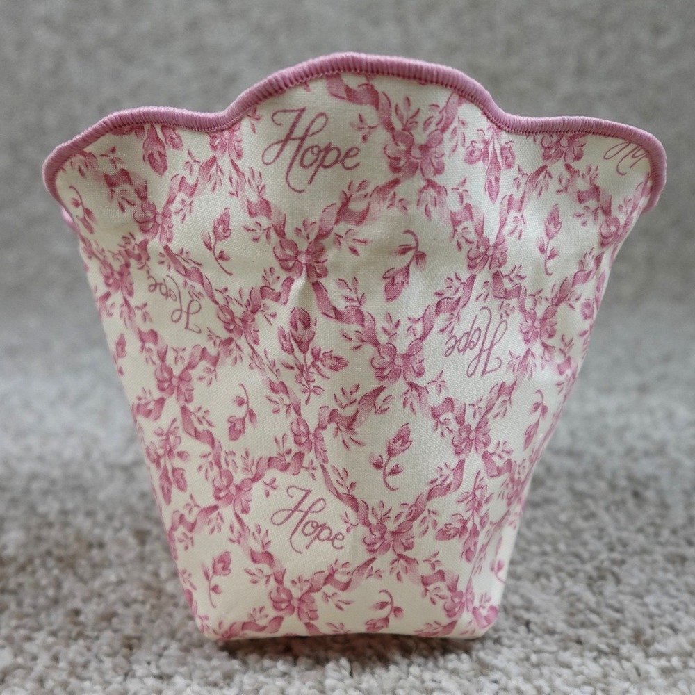 Longaberger 2001 Horizon of Hope Basket Liner Pink Floral Toile Scalloped Edge